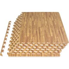 ProsourceFit Gym Floor Mats ProsourceFit Wood Grain Puzzle Mat 1/2-in Light Oak 24 Sq Ft 6 Tiles