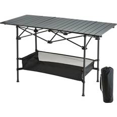 Vevor Camping Furniture Vevor Folding Camping Table, Outdoor Side Tables Aluminum & Steel with Large Storage and Carry Bag 24x16 inch Black