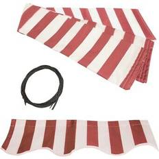 Aleko Fabric Replacement for 20 Feet Retractable Awning red/white