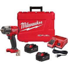 Milwaukee Impact Wrenches Milwaukee M18 FUEL 18V Lithium-Ion Brushless Cordless 1/2 in. Mid-Torque Impact Wrench with Pin Detent Kit, Resistant Batteries