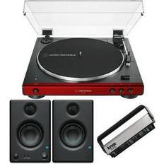 Audio-Technica AT-LP60X Bluetooth Turntable Red Bundle with Bluetooth Monitors