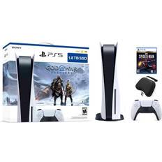 Xbox One Game Consoles Sony PlayStation 5 Upgraded 1.8TB Disc Edition God of War Ragnarok Bundle with Miles Morales and Mytrix Controller Case