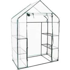 Orangery Sunnydaze Decor 4 2 Clear Outdoors Deluxe Walk-In Greenhouse with 4-Shelves