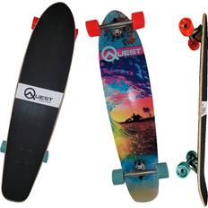 Quest Skateboard Quest Longboard Skateboards Aloha Super Cruiser Unisex Complete Cruiser Longboards for Beginners Beautiful Multicolored Wave Design 7 Multi-ply of Chinese Maple Deck Shaped Longboards