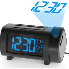 Liorque projection alarm clock for bedroom, radio alarm clock with projection