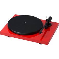 Pro-Ject Plattenspieler Pro-Ject Debut RecordMaster II Ortofon OM 5E Tonabnehmer Rot Hochglanz