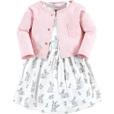 Hudson Baby Cotton Dress & Cardigan Set - Bunny Floral