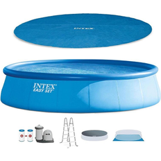 Pools Intex 48in x 18ft Inflatable Above Ground Pool with Ladder, Pump & Cover 132.2 Blue