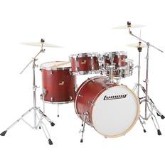 Ludwig Backbeat Elite 5-Piece Complete Drum Set With 22" Bass Drum, Hardware And Cymbals Ruby Grain