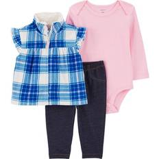 Carter's Baby Plaid Little Vest Set 3-pack - Pink/Blue