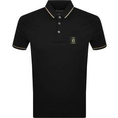 Armani Exchange Men's Short-Sleeve Metallic Logo Jersey Polo Shirt - Black