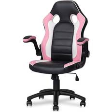 Gaming Chairs Magshion Gaming Chair Office Chair with Flip-up Armrests 360 Degree Swivel PU Leather Executive Mid Back Computer Chair for Adult Teen, Pink