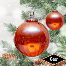 Orange Weihnachtsbaumschmuck Antikas Christbaumkugelset, Rund, 6er Set Weihnachtsbaumschmuck