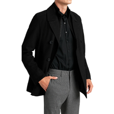 Men Coats Kenneth Cole Men's Double-Breasted Peacoat - Black
