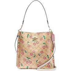 Coach Mollie Bucket Bag In Signature Canvas With Heart Cherry Print - Gold/Light Khaki Multi