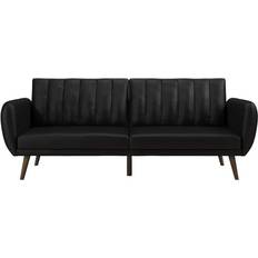 3 Seater - Sofa Beds Sofas Novogratz Brittany Futon Black Faux Leather 81.5" 3 Seater