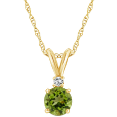 Peridot Jewelry Celebration Gems Accent Pendant Necklace - Gold/Diamond/Peridot