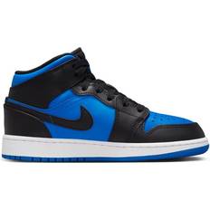 Children's Shoes Nike Air Jordan 1 Mid GS - Black/Black/White/Royal Blue