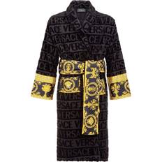 Men Robes Versace Barocco Terry Robe - Black