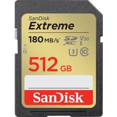 512 GB - SDXC Minnekort SanDisk Extreme SDXC Class 10 UHS-I U3 V30 180/130MB/s 512GB