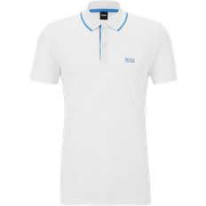 Men Polo Shirts HUGO BOSS Embroidered Logo Pique Polo T-shirt - White