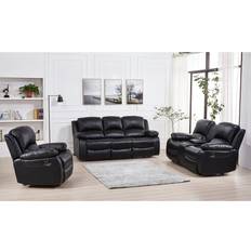 Betsy Furniture Bonded Black Sofa 87" 3 6 Seater