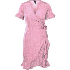 Rosa Kjoler Vero Moda Henna 2/4 Wrap Dress Prism Pink AOP:Tiny