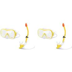 Intex Diving & Snorkeling Intex Intex Wave Rider Hypoallergenic Latex Free Mask and Easy Flow Snorkel Set 2-Pack Clear and Yellow