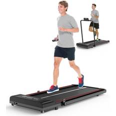 Under desk 2-in 1 Electric Treadmill with Bluetooth&Remote Under Desk Treadmill Walking Pad White Pink