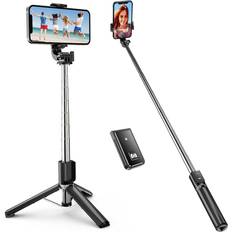 1m selfie stick tripod, extendable bluetooth selfie stick wireless remote black