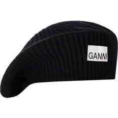 Ganni Women's Rib Knit Beret Black