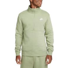 Nike Men's Sportswear Club Brushed-Back 1/2-Zip - Oil Green/White