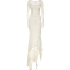 XXS Nachtwäsche Dolce & Gabbana Langes Korsettkleid Aus Seidenchiffon Weiß
