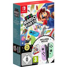 Eventyr Nintendo Switch-spill Nintendo Super Mario Party + Purple & Pastel Green Joy-Con Bundle (Switch)
