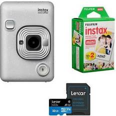 Fuji instax mini film Fujifilm Instax Hybrid Mini LiPlay, Stone White W/Fuji instax /32GB Card
