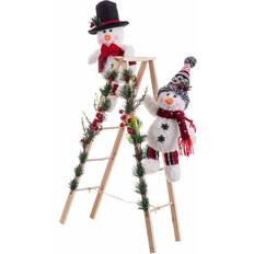 Tre Juletrepynt BigBuy Christmas bauble Multicolour Wood Fabric Snow Doll Christmas Tree Ornament