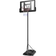 Costway Basketball Costway Height Adjustable Portable Basketball Hoop System Black Black
