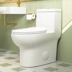 DeerValley Ally 10 in. Rough in Size 1-Piece 0.8/1.28 GPF Dual Flush Elongated Toilet in White, Seat Included