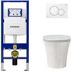 Geberit Water Toilets Geberit MUSE 2-piece 0.8/1.6 GPF Dual Flush Elongated Toilet with 2 in. x 6 in. Concealed Tank and Plate in White, Seat Included