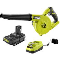 Ryobi Battery Leaf Blowers Ryobi ONE 18V Cordless Compact Workshop Blower with 2.0 Ah Battery and Charger