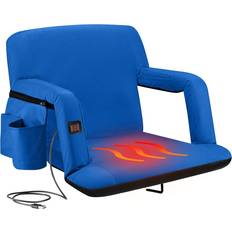 Reclining camping chair Alpcour Heated Reclining Stadium Seat Waterproof Foldable Camping Chair with Extra Thick Padding and Wide Back Support Royal blue Royal blue