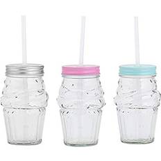 Glass Glass Jars with Straw Ice Cream Glass Jar with Straw 16fl oz 3