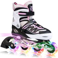2pm Sports Cytia Pink Girls Adjustable Illuminating Inline Skates with Light up Wheels, Fun Flashing Beginner Roller Skates for Kids Medium13C-3Y US