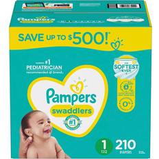Grooming & Bathing Pampers Swaddlers Disposable Diapers Size 1 210 Count