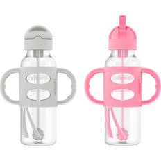 Dr. Brown's Sippy Cups Dr. Brown's Milestones Sippy Sippy Straw Bottle with Silicone Handles Pink/Gray 2pk