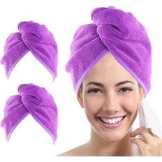 Hair Wrap Towels YoulerTex Microfiber Hair Towel Wrap for Women, 2 Pack 10 X Super Absorbent, Quick