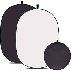 5X3.3 ft 1.5mX1m 2 in 1 Cotton Muslin Black White Collapsible Reflector Backgrounds Portable Collapsible Reversible Photography Backdrop with Carrying Bag