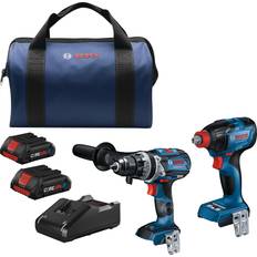 Bosch Set Bosch BOSCH GXL18V-227B25 18V 2-Tool Combo Kit with Connected-Ready Two-In-One 1/4 In. and 1/2 In. Impact Driver, Connected-Ready 1/2 In. Hammer Drill/Driver and 2 CORE18V 4.0 Ah Compact Batteries