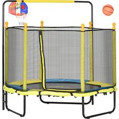Qaba Kids Trampoline 140cm + Safety Net + Basketball Hoop