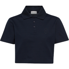 Saint Laurent Cotton Piqué Cropped Polo Shirt - Blue
